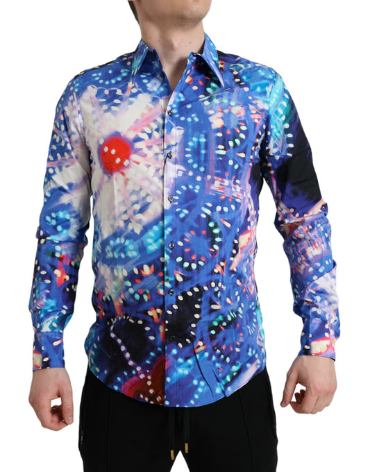 Camicia MARTINI slim Luminarie multicolore di Dolce &amp; Gabbana