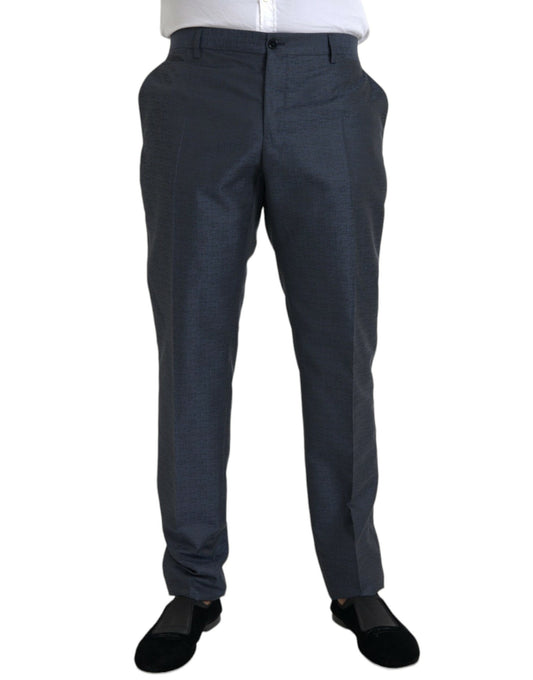 Pantaloni eleganti da uomo in lana blu Dolce &amp; Gabbana