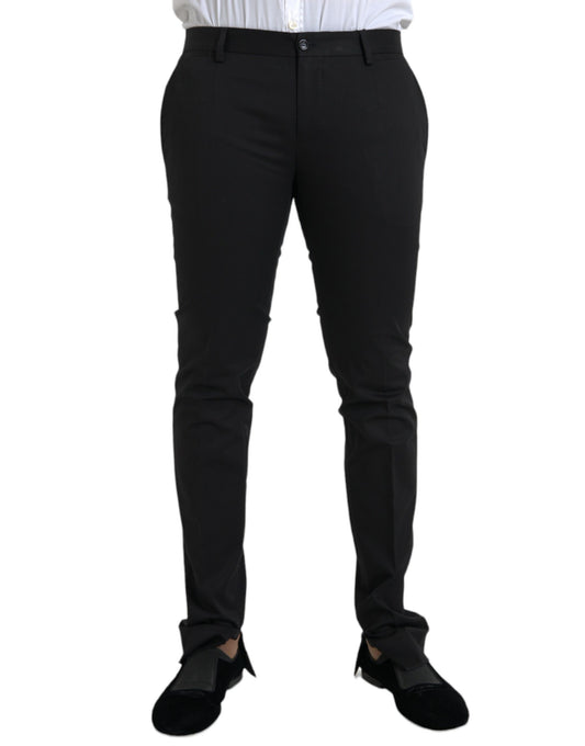 Pantalones de vestir ajustados de algodón elástico negro de Dolce &amp; Gabbana