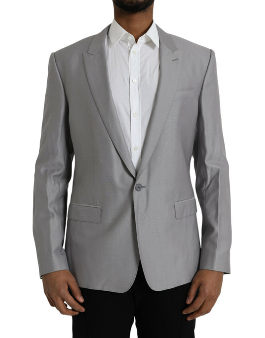 Blazer monopetto in lana grigia Dolce &amp; Gabbana