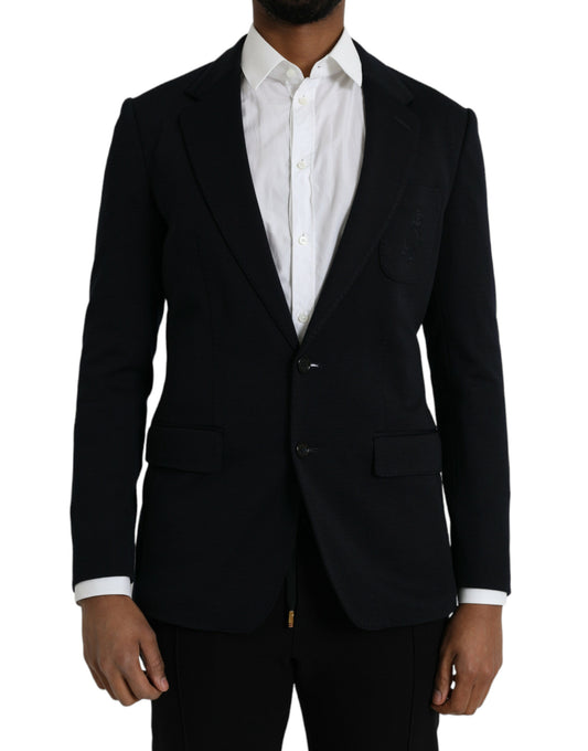 Blazer de botonadura sencilla con muesca de lana negra de Dolce &amp; Gabbana