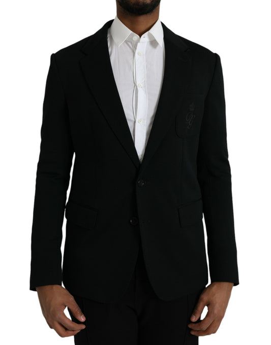 Blazer de botonadura sencilla con muesca de lana negra de Dolce &amp; Gabbana