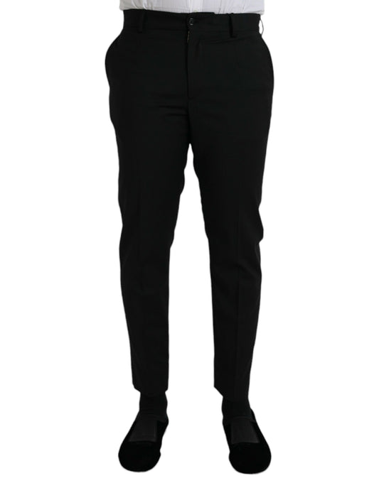 Pantalones formales ajustados de lana negra de Dolce &amp; Gabbana