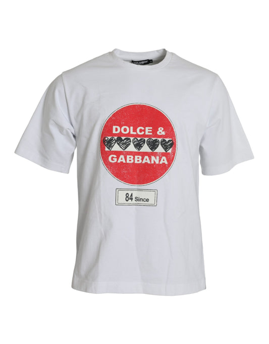 T-shirt girocollo a maniche corte in cotone con cuore Amor bianco Dolce &amp; Gabbana