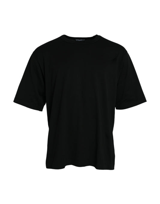 Camiseta de manga corta con cuello redondo y logo en relieve negro de Dolce &amp; Gabbana