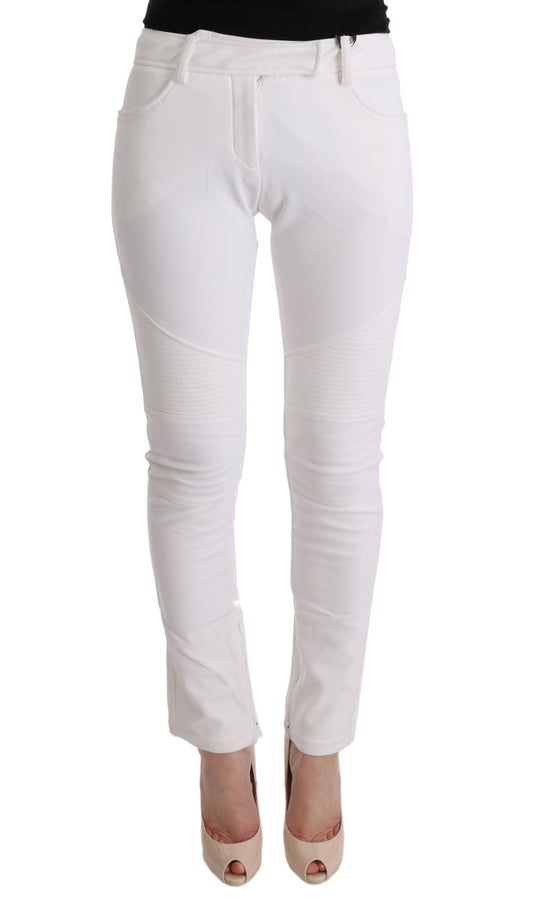 Pantaloni slim fit in cotone bianco Chic di Ermanno Scervino