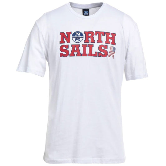 Maglietta con logo North Sails in cotone bianco elegante