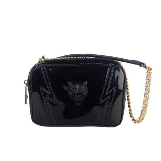 Borsa a tracolla elegante con tracolla a catena nera Plein Sport