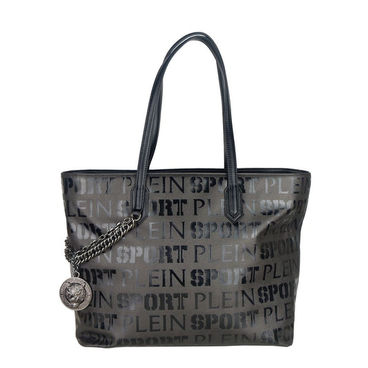Borsa shopping nera elegante di Plein Sport con stampa del logo