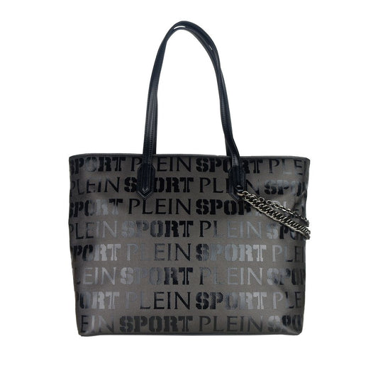 Borsa shopping nera elegante di Plein Sport con stampa del logo