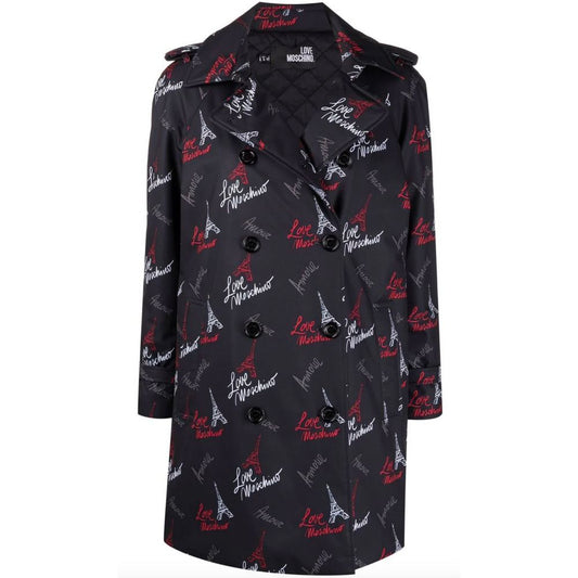 Cappotto da donna Love Moschino in poliestere nero