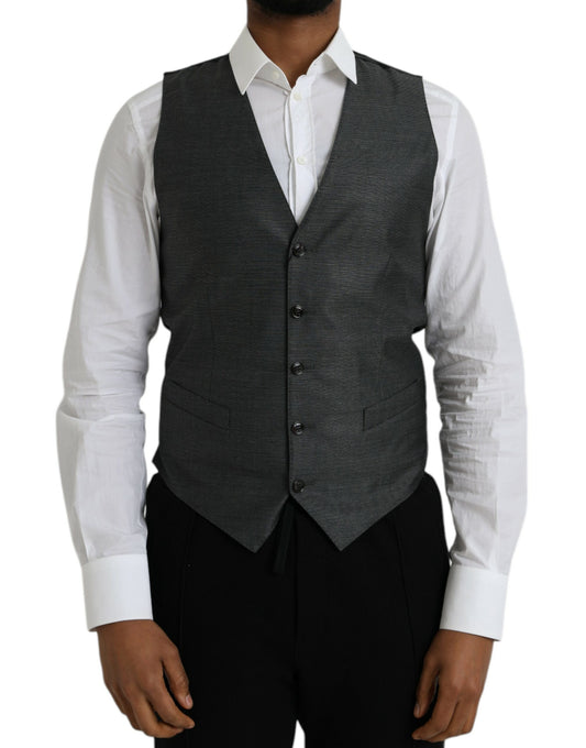 Gilet da abito formale in lana grigia Dolce &amp; Gabbana