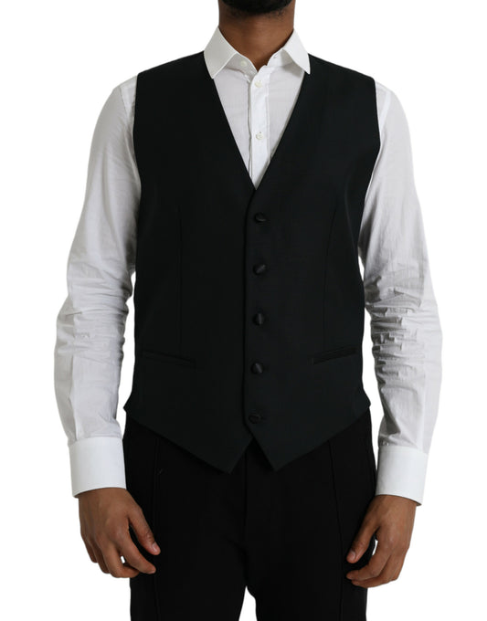 Dolce &amp; Gabbana Gilet in lana nera, abito formale