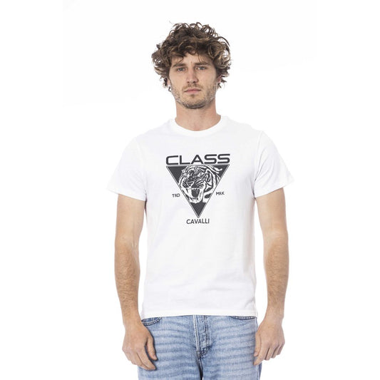 Camiseta de algodón blanca Cavalli Class para hombre