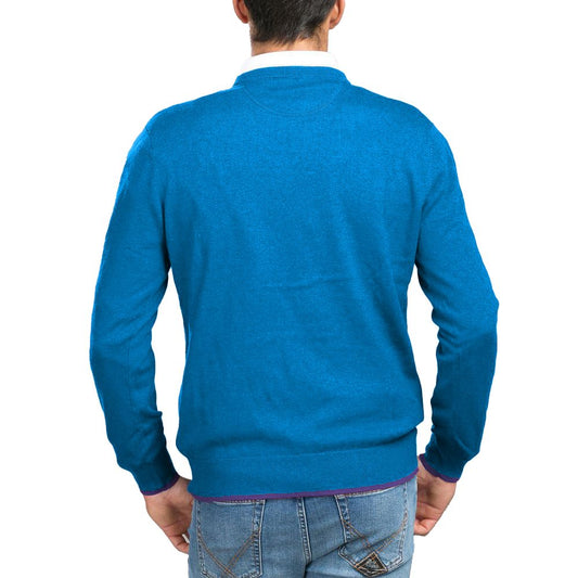 La Martina Light Blue Cotton Men Sweater