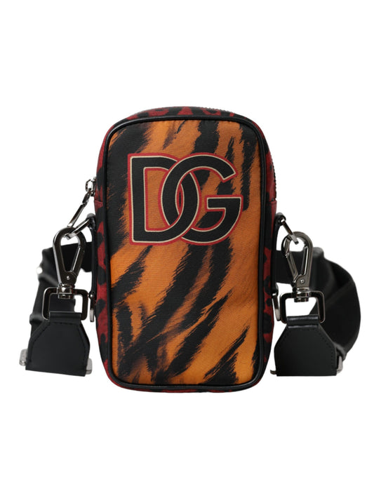 Bolso bandolera de nailon con estampado de tigre multicolor y logotipo de Dolce &amp; Gabbana