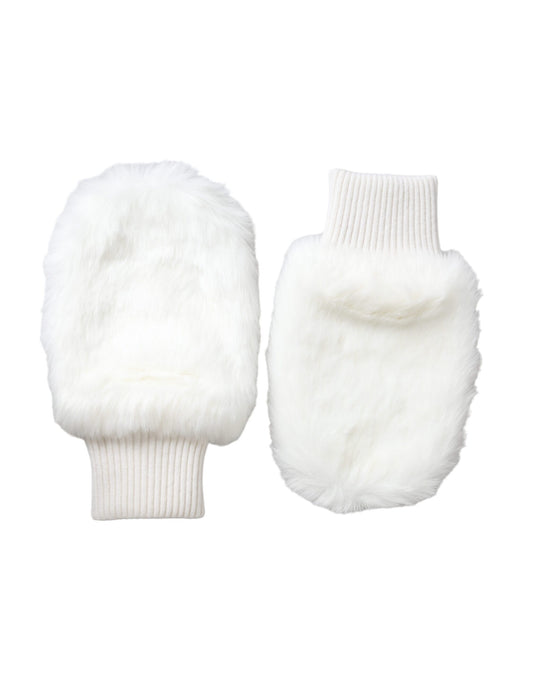 Guantes de muñeca de piel de punto acrílico blanco de Dolce &amp; Gabbana