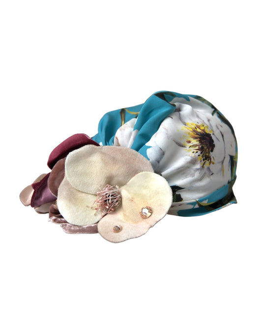 Cappello turbante con motivo floreale blu Dolce &amp; Gabbana da donna