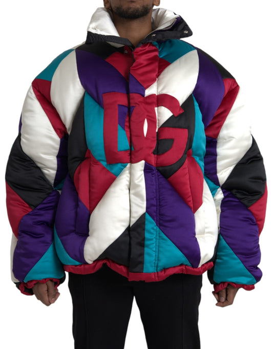 Giacca a vento imbottita con logo multicolore Dolce &amp; Gabbana