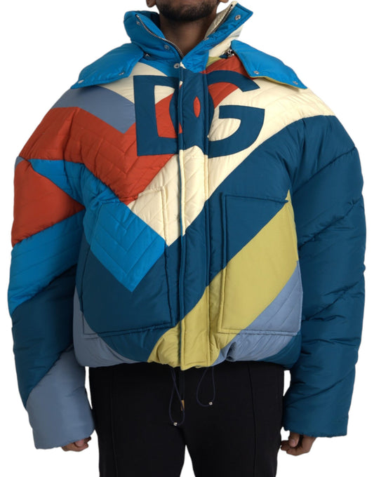 Giacca a vento imbottita con logo multicolore Dolce &amp; Gabbana