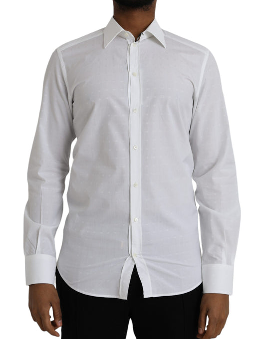Camicia da uomo in cotone con logo bianco Dolce &amp; Gabbana GOLD