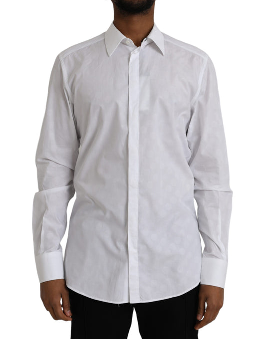 Dolce &amp; Gabbana Abito in cotone a pois bianchi Camicia ORO