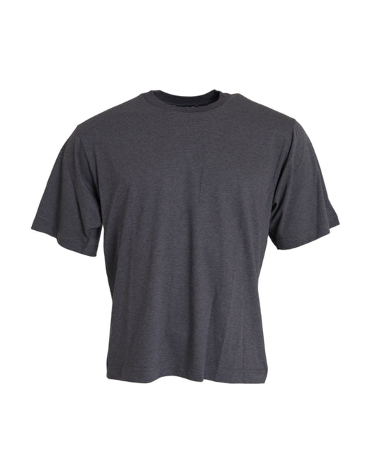 T-shirt a maniche corte con scollo rotondo in cotone grigio Dolce &amp; Gabbana