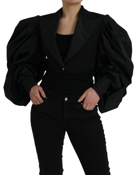 Chaqueta corta Dolce &amp; Gabbana de poliéster negro con mangas abullonadas