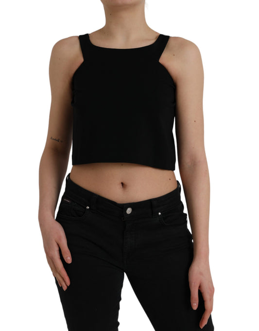 Top corto sin mangas con cuello redondo y estampado de Dolce &amp; Gabbana en color negro