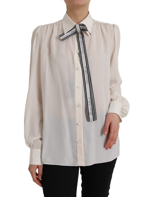 Blusa de botones de manga larga en blanco roto de Dolce &amp; Gabbana