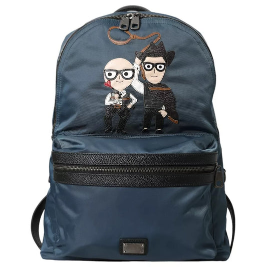 Zaino da uomo Dolce &amp; Gabbana in nylon blu #DGFamily con toppa