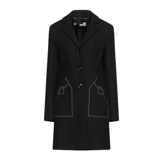 Cappotto da donna in lana nera Love Moschino