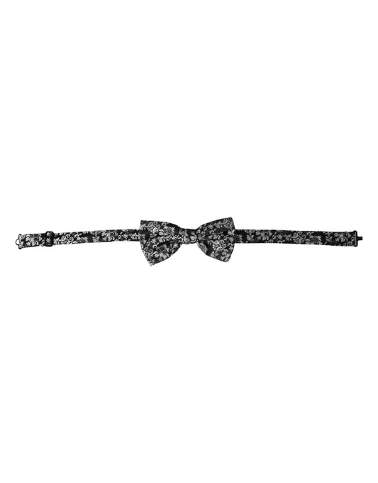 Papillon regolabile da uomo Dolce &amp; Gabbana in seta nera con motivo floreale