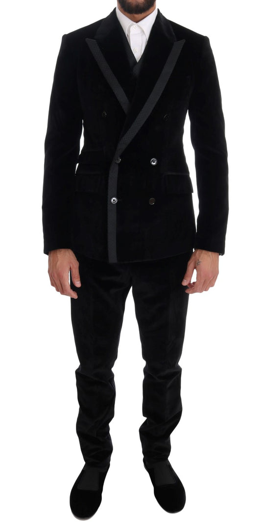 Abito elegante a tre pezzi nero slim fit di Dolce &amp; Gabbana