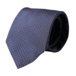 Cravatta da uomo regolabile in seta blu navy con fantasia Dolce &amp; Gabbana