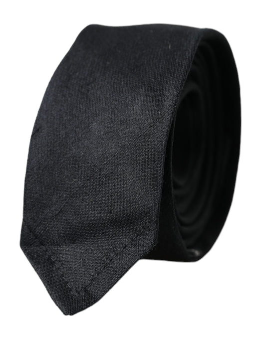 Cravatta regolabile Dolce &amp; Gabbana nera tinta unita 100% seta