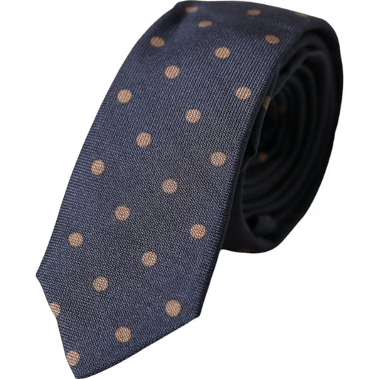 Cravatta da uomo regolabile in seta con fantasia a pois neri Dolce &amp; Gabbana