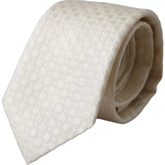 Cravatta regolabile da uomo Dolce &amp; Gabbana in seta bianco sporco
