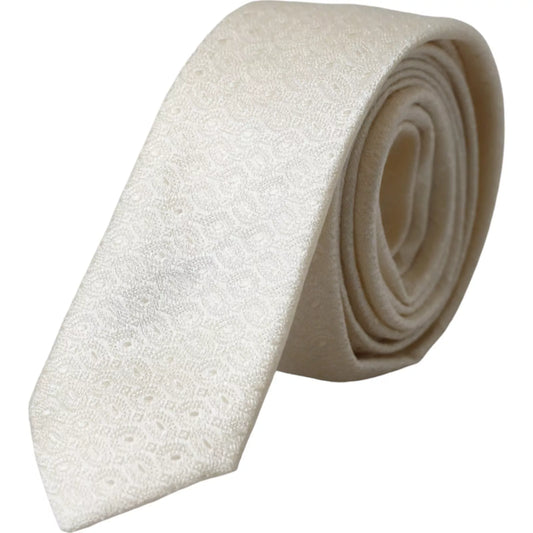 Cravatta da uomo regolabile in seta con fantasia Dolce &amp; Gabbana bianco sporco