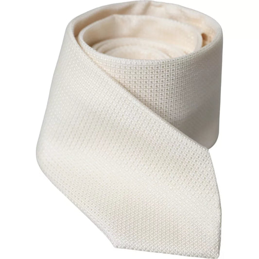 Cravatta regolabile classica in seta con fantasia Dolce &amp; Gabbana bianco sporco