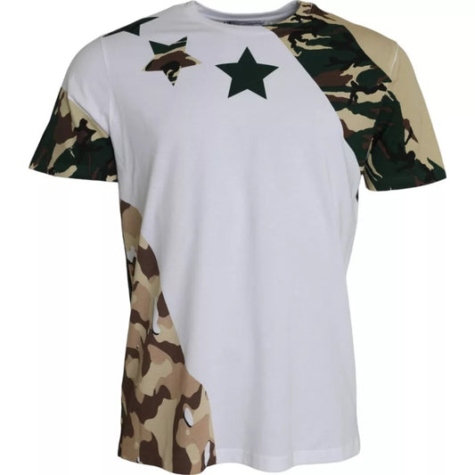 Camiseta Dolce &amp; Gabbana con cuello redondo y estrellas de camuflaje blanco para hombre