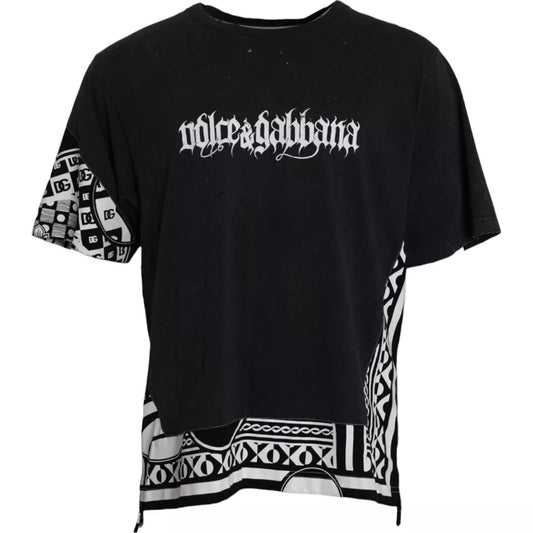 T-shirt a maniche corte in cotone con stampa grafica nera Dolce &amp; Gabbana