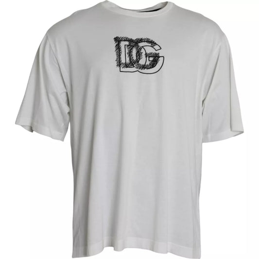 T-shirt a maniche corte con scollo rotondo e logo bianco Dolce &amp; Gabbana