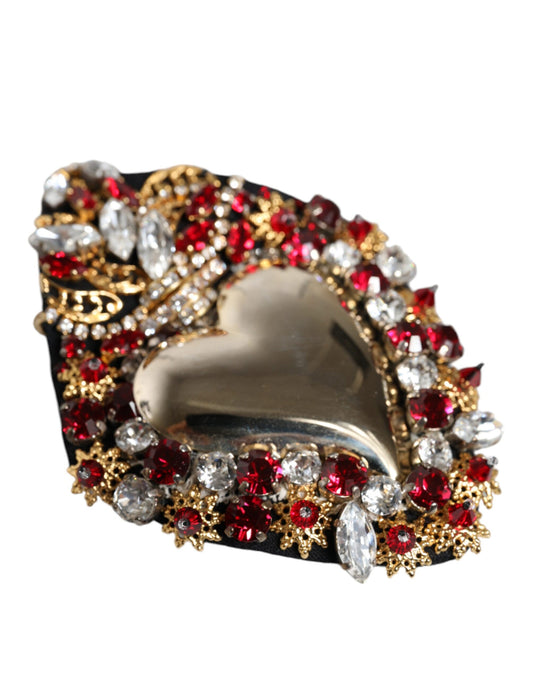 Spilla Dolce &amp; Gabbana in ottone dorato con cuore sacro decorato con cristalli
