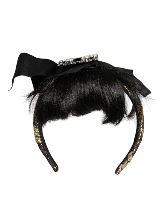 Dolce &amp; Gabbana Black Hair Parrucchiera Crystal Headband Diadema