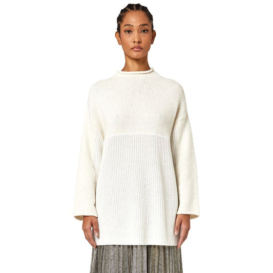 Maglione da donna in lana riciclata bianca Alpha Studio