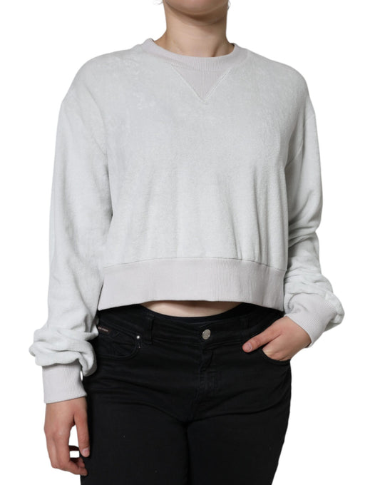 Dolce &amp; Gabbana Maglione girocollo in nylon elasticizzato bianco