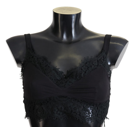 Reggiseno intimo elasticizzato in pizzo floreale nero Dolce &amp; Gabbana