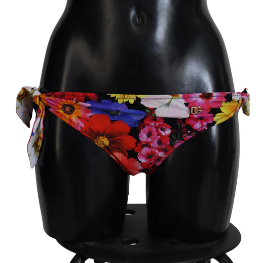 Costume da bagno bikini con stampa floreale nera Dolce &amp; Gabbana