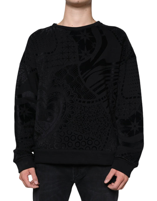 Sudadera con cuello redondo y estampado negro de Dolce &amp; Gabbana